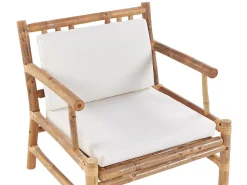 Lounge Set Bambusholz Hellbraun 4-Sitzer Auflagen Weis Riccione