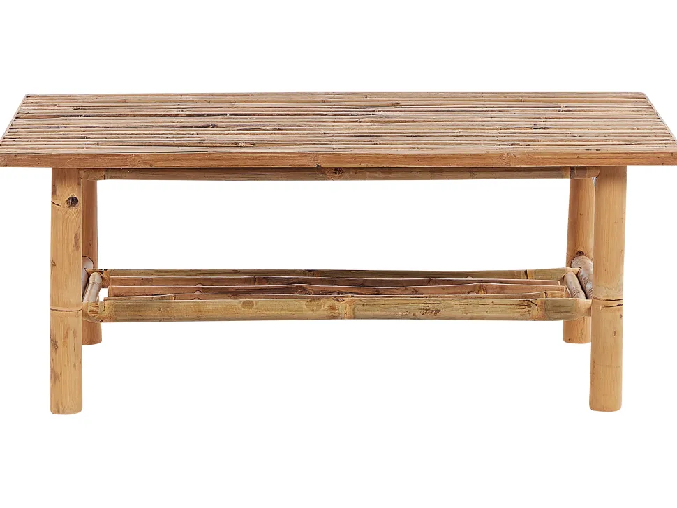 Lounge Set Bambusholz Hellbraun 4-Sitzer Auflagen Weis Riccione