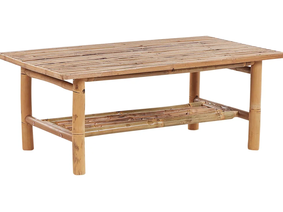 Lounge Set Bambusholz Hellbraun 4-Sitzer Auflagen Weis Riccione