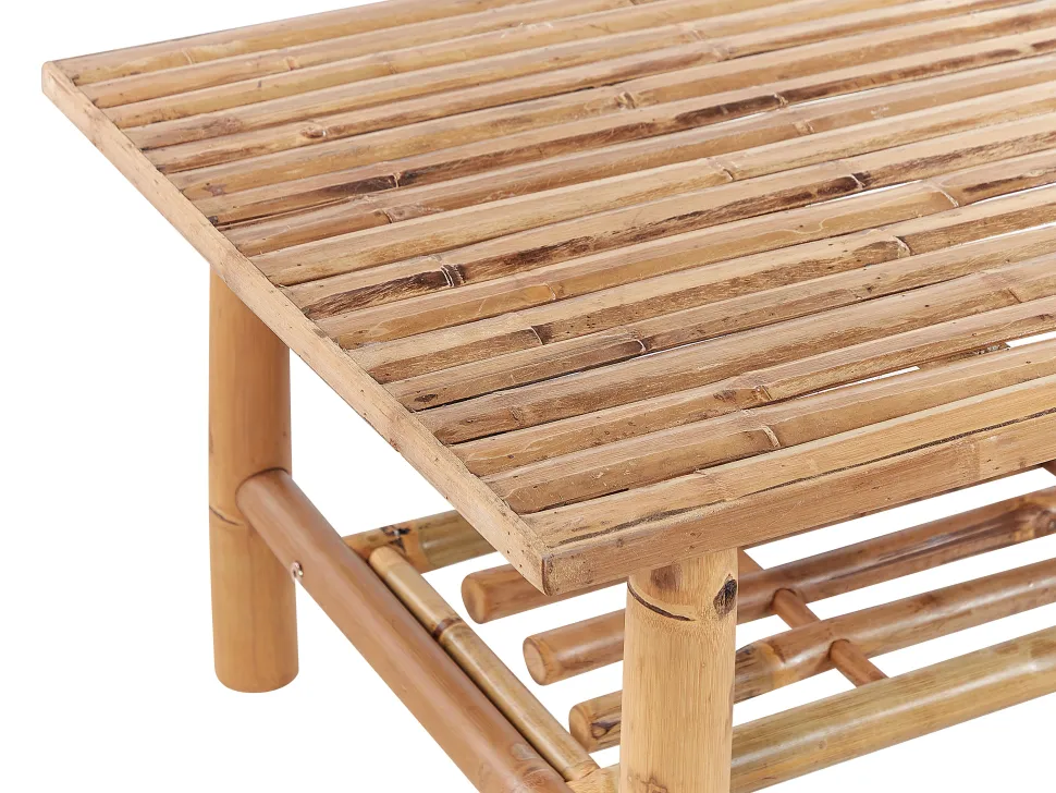 Lounge Set Bambusholz Hellbraun 4-Sitzer Auflagen Weis Riccione