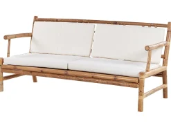 Lounge Set Bambusholz Hellbraun 4-Sitzer Auflagen Weis Riccione