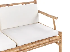 Lounge Set Bambusholz Hellbraun 4-Sitzer Auflagen Weis Riccione