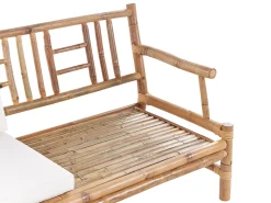 Lounge Set Bambusholz Hellbraun 4-Sitzer Auflagen Weis Riccione
