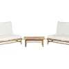 Lounge Set Bambusholz Hellbraun 2-Sitzer Auflagen Cremeweis Todi
