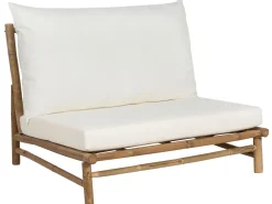 Lounge Set Bambusholz Hellbraun 2-Sitzer Auflagen Cremeweis Todi