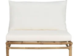 Lounge Set Bambusholz Hellbraun 2-Sitzer Auflagen Cremeweis Todi