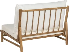 Lounge Set Bambusholz Hellbraun 2-Sitzer Auflagen Cremeweis Todi