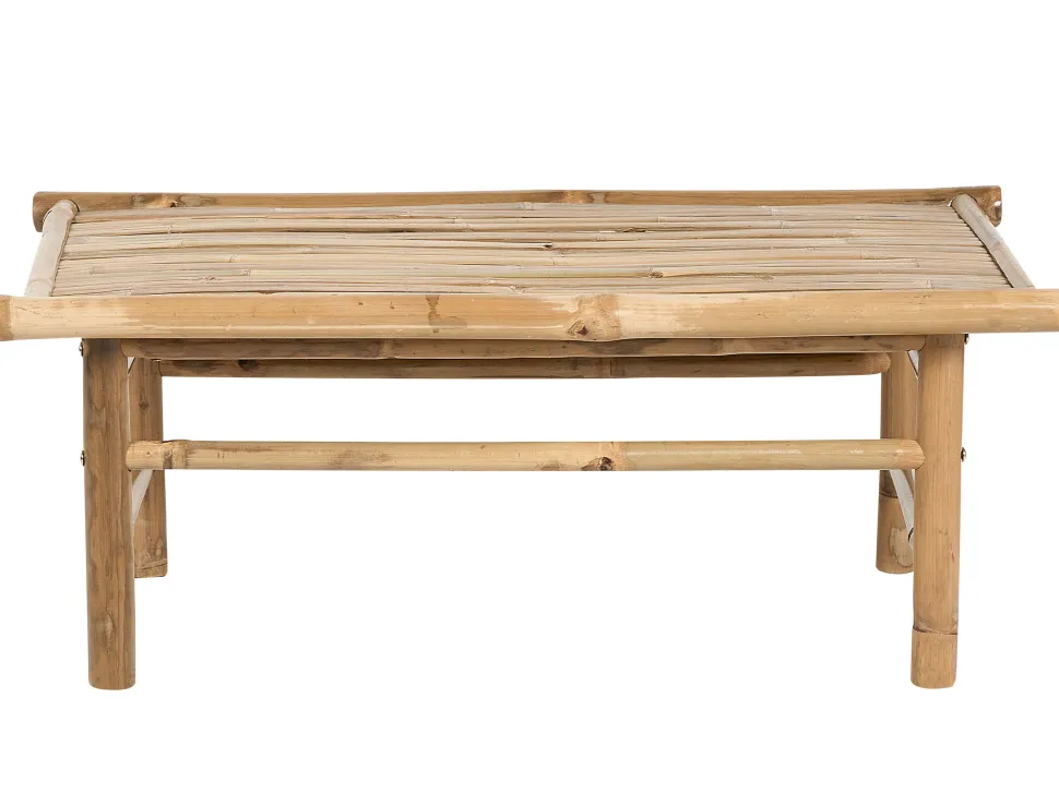 Lounge Set Bambusholz Hellbraun 2-Sitzer Auflagen Cremeweis Todi