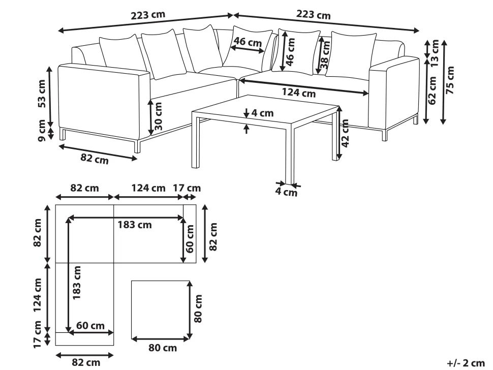 Lounge Set Beige 5-Sitzer Linksseitig Modular Belize