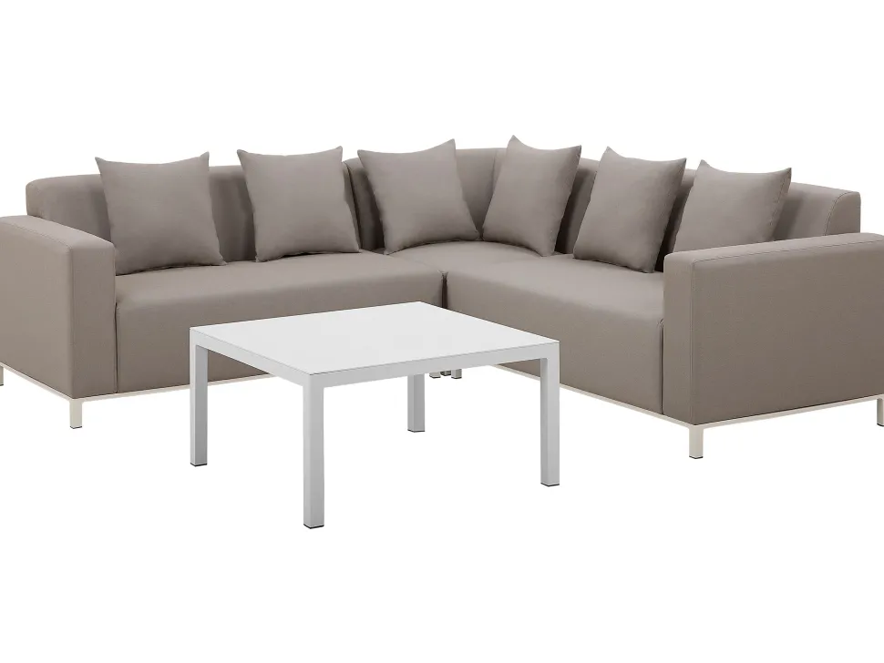 Lounge Set Beige 5-Sitzer Linksseitig Modular Belize