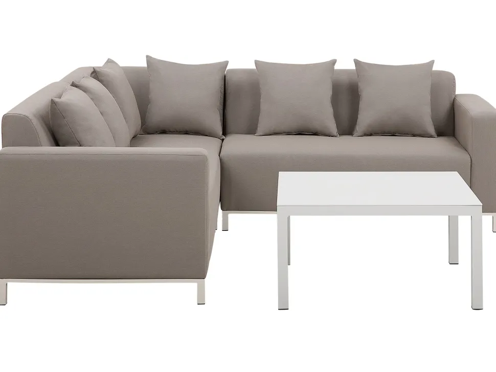 Lounge Set Beige 5-Sitzer Rechtsseitig Modular Belize