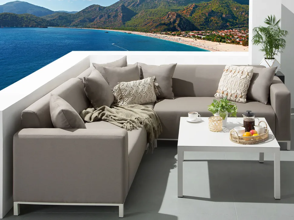 Lounge Set Beige 5-Sitzer Rechtsseitig Modular Belize