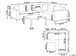 Lounge Set Beige 5-Sitzer Rechtsseitig Modular Belize