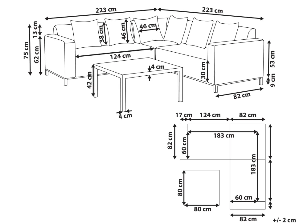 Lounge Set Beige 5-Sitzer Rechtsseitig Modular Belize