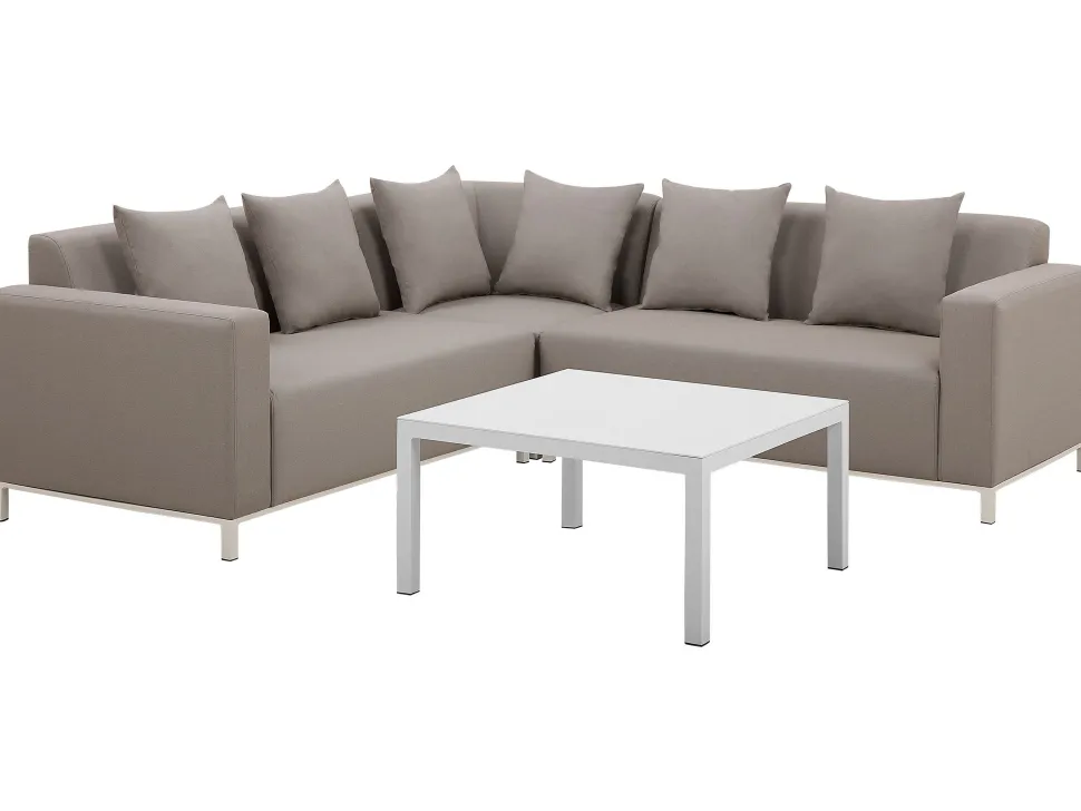 Lounge Set Beige 5-Sitzer Rechtsseitig Modular Belize