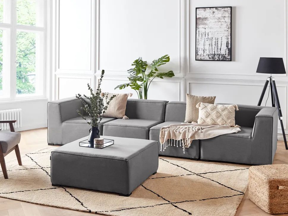 Lounge Set Grau 4-Sitzer Modular Arezzo