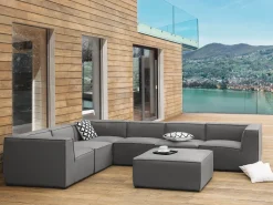 Lounge Set Grau 7-Sitzer Rechtsseitig Modular Arezzo