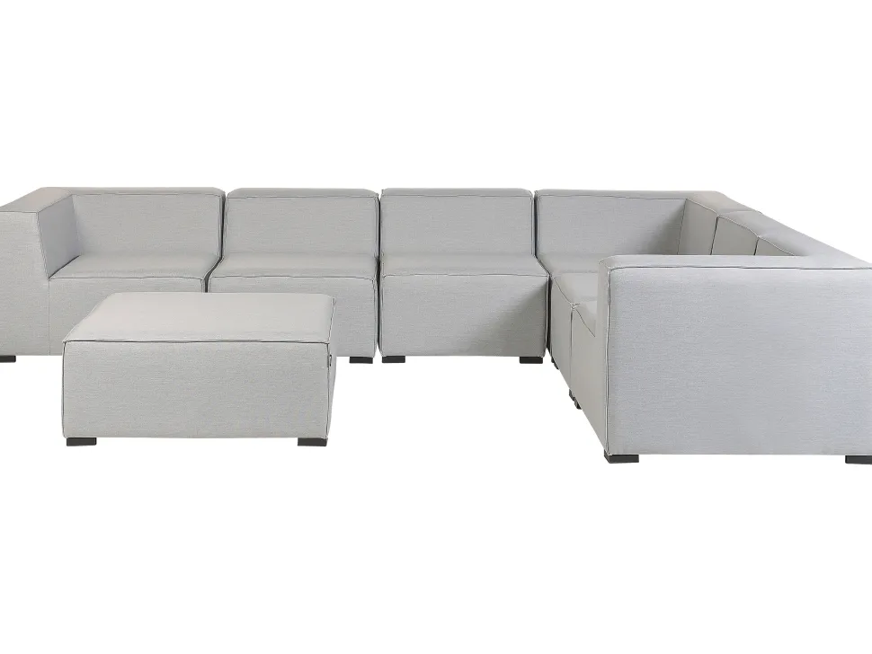 Lounge Set Hellgrau 7-Sitzer Linksseitig Modular Arezzo