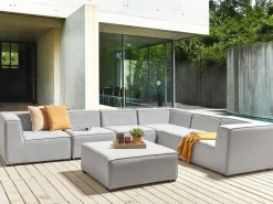 Lounge Set Hellgrau 7-Sitzer Linksseitig Modular Arezzo