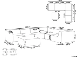 Lounge Set Hellgrau 7-Sitzer Linksseitig Modular Arezzo
