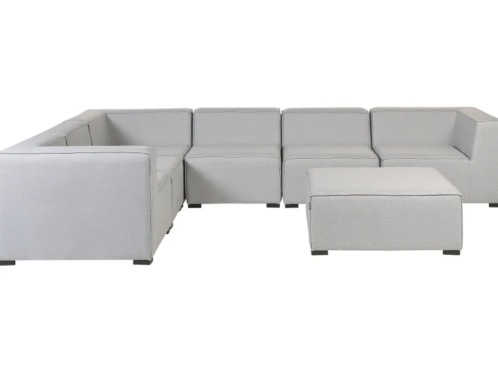 Lounge Set Hellgrau 7-Sitzer Linksseitig Modular Arezzo