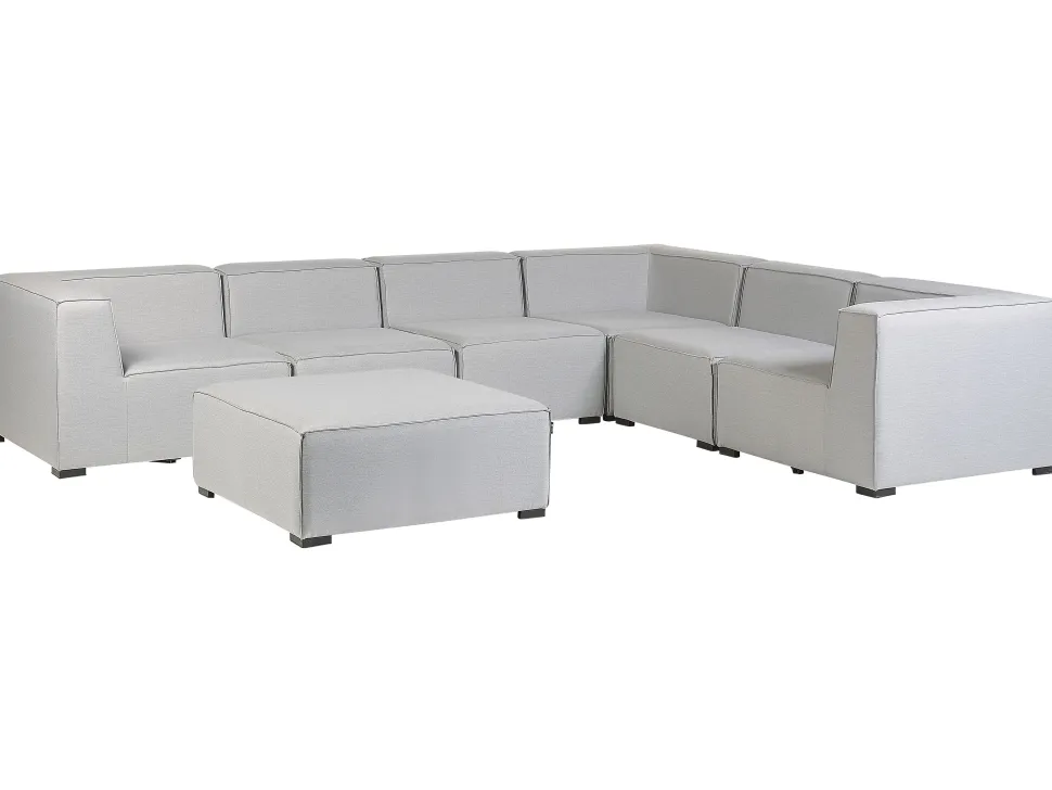 Lounge Set Hellgrau 7-Sitzer Linksseitig Modular Arezzo