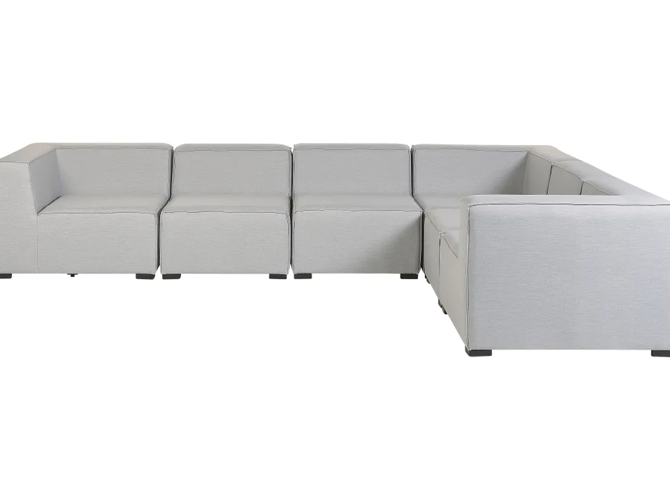 Lounge Set Hellgrau 7-Sitzer Linksseitig Modular Arezzo