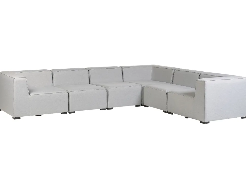 Lounge Set Hellgrau 7-Sitzer Linksseitig Modular Arezzo