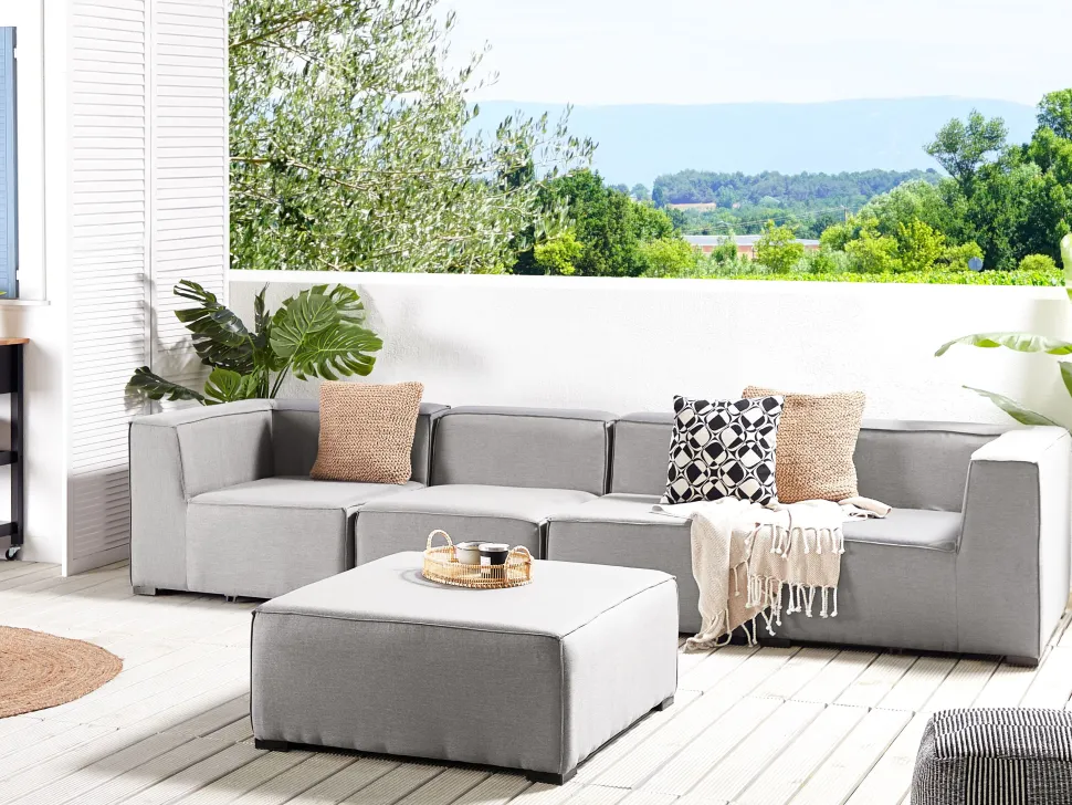 Lounge Set Hellgrau 4-Sitzer Modular Arezzo