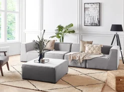 Lounge Set Hellgrau 4-Sitzer Modular Arezzo