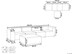 Lounge Set Hellgrau 4-Sitzer Modular Arezzo