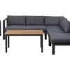 Lounge Set Kunstholz Schwarz 5-Sitzer Auflagen Grau Messina