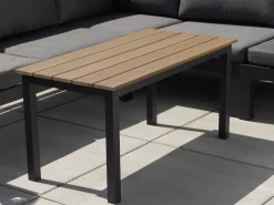 Lounge Set Kunstholz Schwarz 5-Sitzer Auflagen Grau Messina