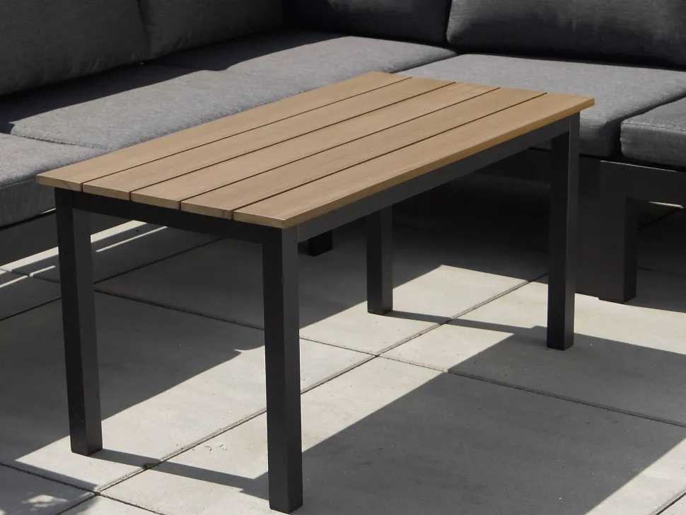 Lounge Set Kunstholz Schwarz 5-Sitzer Auflagen Grau Messina