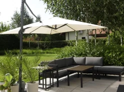 Lounge Set Kunstholz Schwarz 5-Sitzer Auflagen Grau Messina