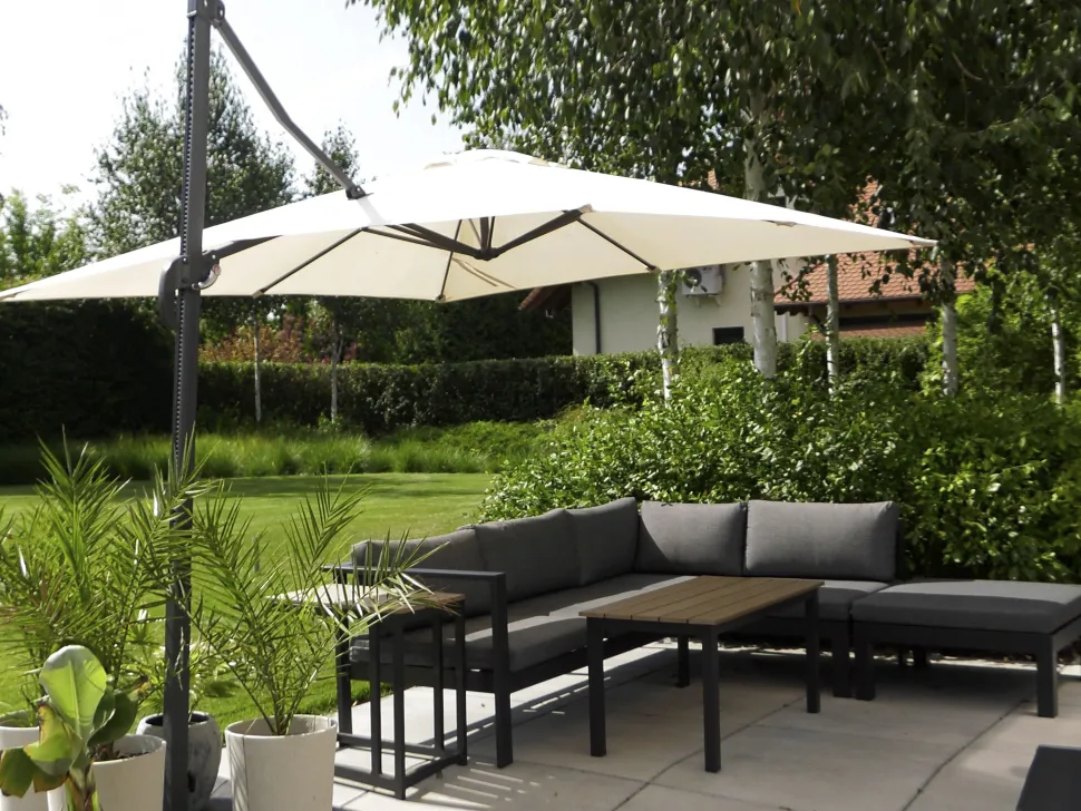 Lounge Set Kunstholz Schwarz 5-Sitzer Auflagen Grau Messina