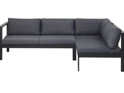 Lounge Set Kunstholz Schwarz 5-Sitzer Auflagen Grau Messina