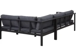 Lounge Set Kunstholz Schwarz 5-Sitzer Auflagen Grau Messina