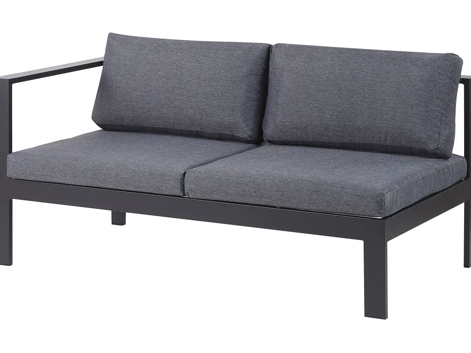Lounge Set Kunstholz Schwarz 5-Sitzer Auflagen Grau Messina