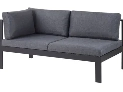 Lounge Set Kunstholz Schwarz 5-Sitzer Auflagen Grau Messina