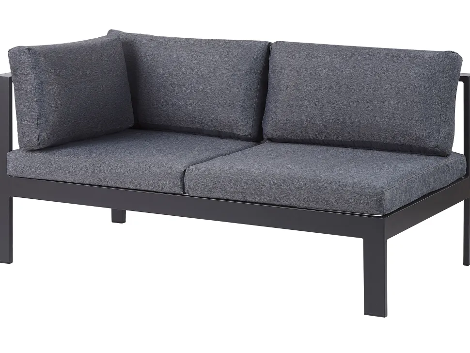 Lounge Set Kunstholz Schwarz 5-Sitzer Auflagen Grau Messina