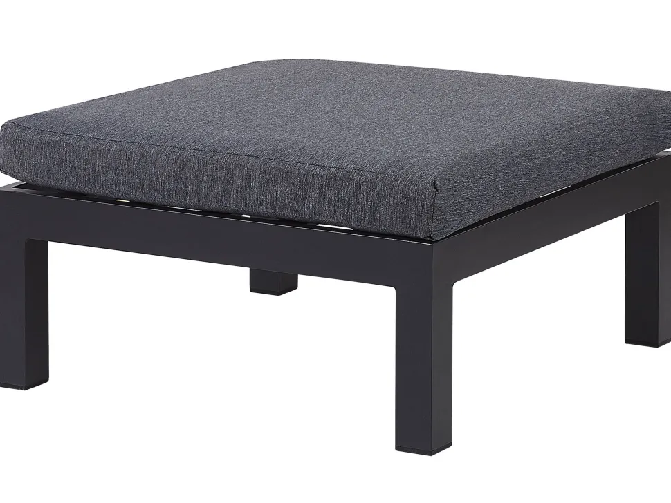 Lounge Set Kunstholz Schwarz 5-Sitzer Auflagen Grau Messina