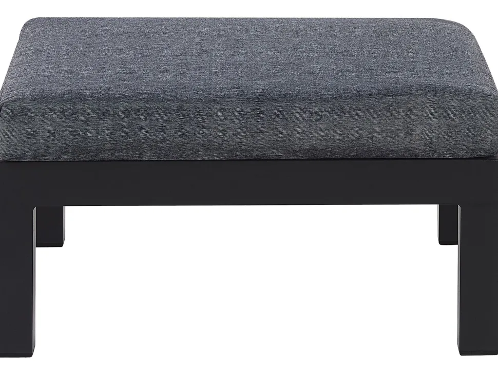 Lounge Set Kunstholz Schwarz 5-Sitzer Auflagen Grau Messina