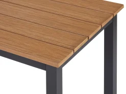 Lounge Set Kunstholz Schwarz 5-Sitzer Auflagen Grau Messina