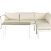 Lounge Set Kunstholz Weis 5-Sitzer Auflagen Beige Messina