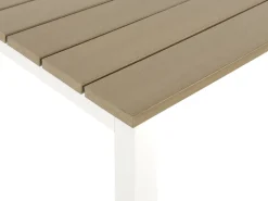 Lounge Set Kunstholz Weis 5-Sitzer Auflagen Beige Messina