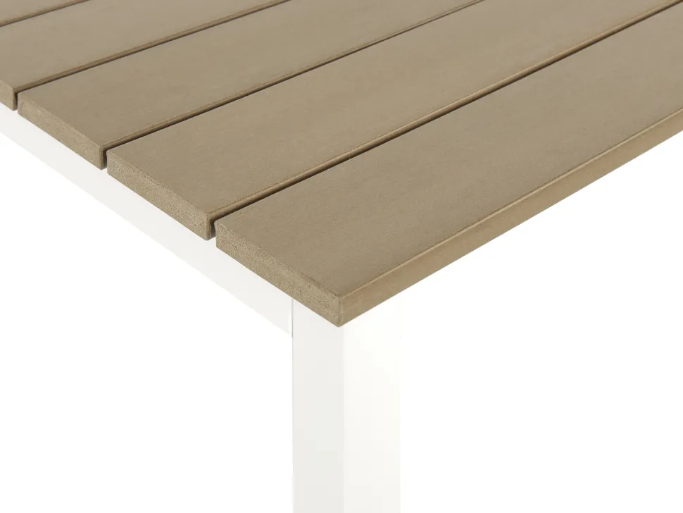 Lounge Set Kunstholz Weis 5-Sitzer Auflagen Beige Messina