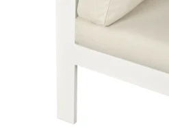 Lounge Set Kunstholz Weis 5-Sitzer Auflagen Beige Messina