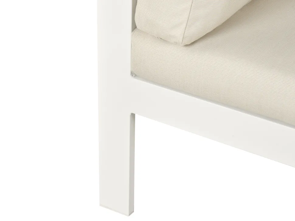 Lounge Set Kunstholz Weis 5-Sitzer Auflagen Beige Messina