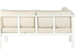 Lounge Set Kunstholz Weis 5-Sitzer Auflagen Beige Messina